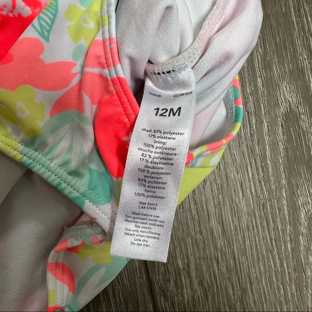 CARTERS RUFFLED SHOULDER ONE PIECE SWIMSUIT FLORAL 12MO